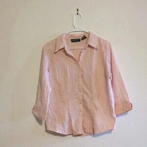Lemon Grass Studio pink flowy‎ button down blouse size Medium